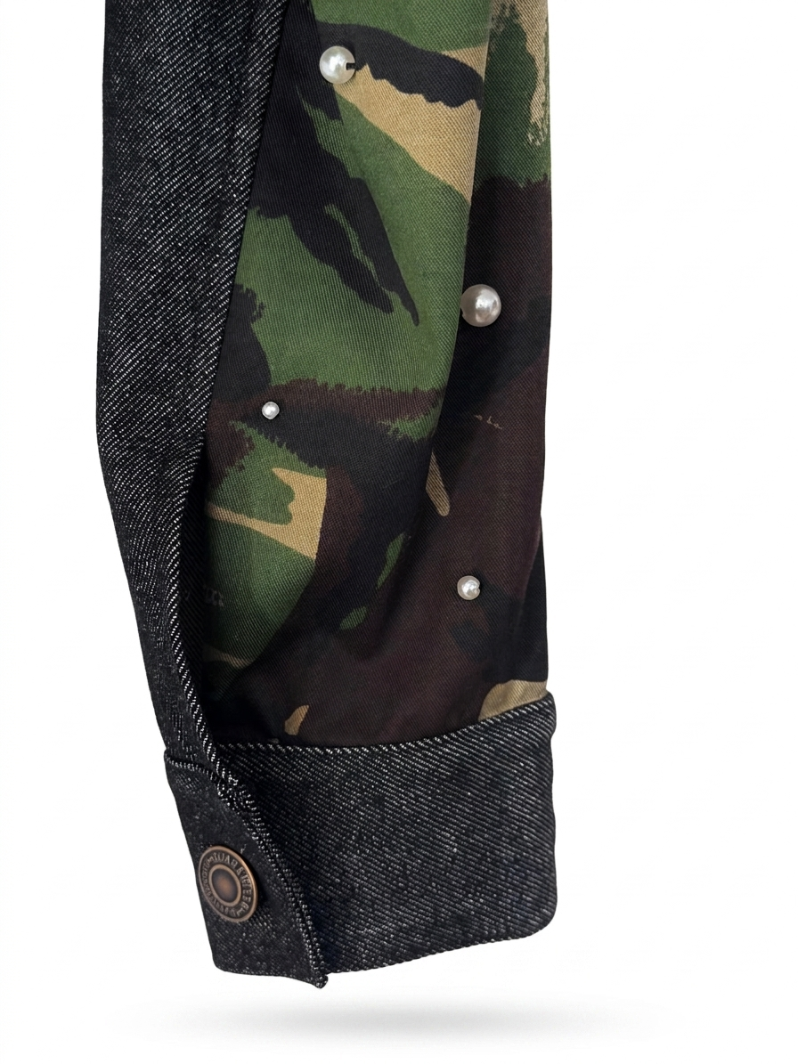 Pearl Armour Jacket — camo sleeve cuff with pearl stud detailing